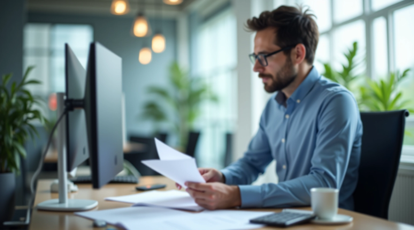 Professional working with natural language processing tools for financial document extraction